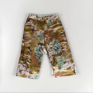 Chico's Gold Capris with Floral Design